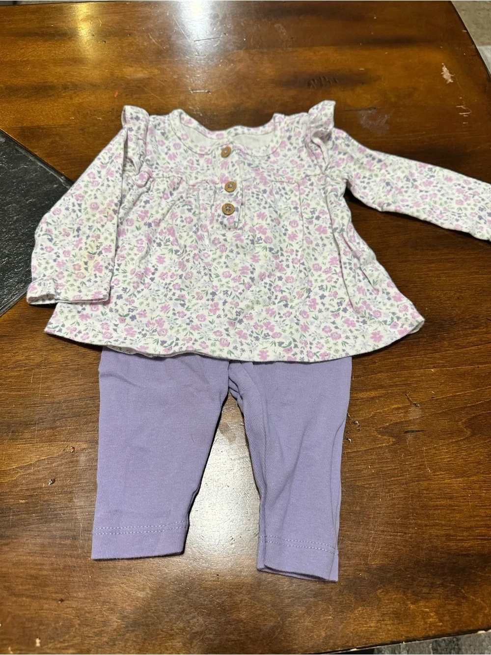 Carter's Purple Floral Top and Lavender Leggings Set